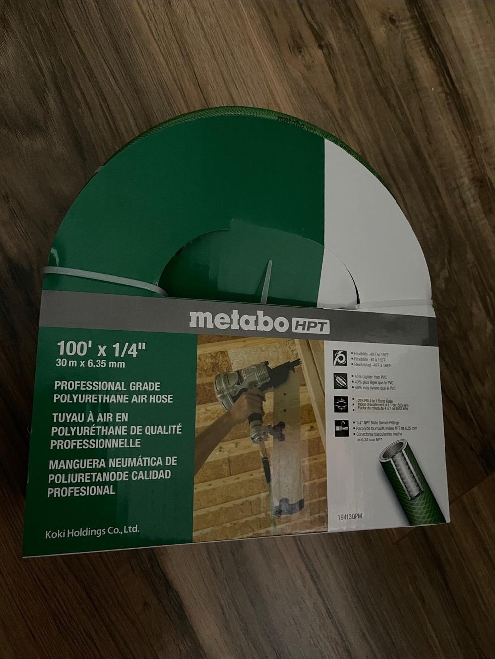 Green 100' x 1/4" Professional Polyurethane Air Hose